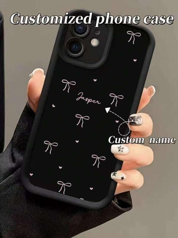 1 pièce Étui de téléphone personnalisé avec design de nœud, design personnalisé , étui de téléphone épais et antichoc, compatible avec iPhone 17 Air/16/15/14/13/12/11 Pro Max, Série Galaxy A17/A07/A15/A25/A35/A55/S23/24 Ultra, OPPO, compatible avec Redmi et autres modèles, Ensemble d'étuis de téléphone pour couple, cadeau personnalisé mignon convenant pour la petite amie, le petit ami, la famille, les amis