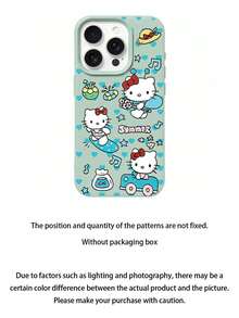 Sanrio 1pc Mint Green Leather Texture KT Cat Phone Case, Cute Style Phone Case Cover - Compatible With IPhone 17 Air, 16, 15, 14, 13, 12, 11, Pro Max, Plus - Mint Green - View 5