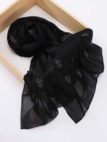 New Spring/Summer Women's Rhinestone Embellished Modest Hijab Chiffon Breathable Muslim Hijab Shawls - Multicolor - View 2