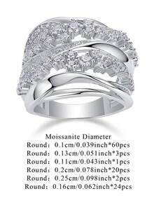 925 Sterling Silver Moissanite Ring For Women, Hypoallergenic High-End Engagement/Wedding Ring, Valentine's Day/Birthday Gift, Oxidation-Resistant Gift Box Packaging - Ring - View 3