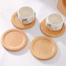 2/4 piezas Tabla de cortar de vino de bambú en blanco - Plato de aperitivos y posavasos redondos - Tabla de cortar de vino de bambú para bodas, bares, restaurantes, reuniones en el hogar - multicolor - Ver 13