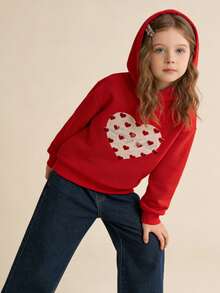 Balabala 女童连帽长袖卫衣，2025新年红色上衣 - 中國紅 - 查看 6