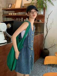 Women Denim Dresses - Blue - View 3