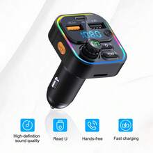 Car FM Wireless Transmitter, Multi-Functional Car Charger, Supports USB Flash Drive Playback, One-Button Hands-Free Calling, Universal Type - C17 - View 2