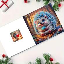 6pcs/Set DIY Diamond Painting Kit, Unique Hedgehog Animal Design, Diamond Art Mosaic Postcard, Greeting Card For Birthday, Christmas, Mother's Day To Express Warm Wishes, Suitable For Family, Friends And Lovers, Handmade Craft Gift - Multicolor - View 8