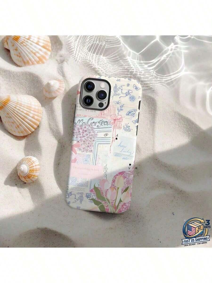 Flower Coastal Italy Collage Phone Case Cute Coastal Coquette Aesthetic Summer Cases Cover Compatible With IPhone 17 Pro Max 16e 15 Plus 14 13 Pro Max 12 11 - 款式3(1pc) - 查看 1