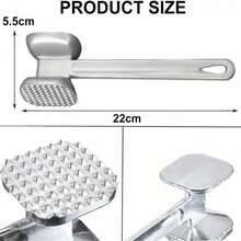 Heavy Duty Meat Tenderizer Hammer - Professional & Home Kitchen Steak Mallet With Non-Slip Grip, Heavy Weight Stainless Steel Construction, Double-Sided Flat Surface For Beef, Pork, Chicken, Veal - Reduce Cooking Time & Effortlessly Flatten Meats, Meat Tenderizer Tool, Culinary Accessory, Polished Finish, Durable Kitchenware - 銀色 - 查看 3