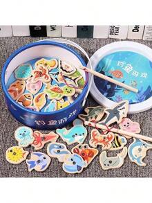 1 Set de Juguete de Pesca de Letras de Madera - Juego Educativo con Tema de Vida Marina de Dibujos Animados, Cultivar Habilidades Cognitivas, Juego Interactivo Padres-Hijos, Adecuado para Regalos de Navidad, Acción de Gracias, Pascua, Cumpleaños, Patrones de Peces Aleatorios - Multicolor - Ver 9
