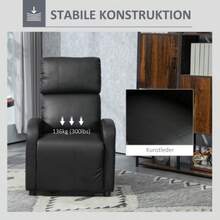 Reclining TV Armchair With Relaxation Function, In Black Faux Leather, Comfortable Lounge Chair For The Living Room And Relaxation - Black - View 5