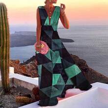 2025  Women's Clothing Multi-Color Fashionable Pattern Deep V Mid-Waist Elegant French Dress - Màu Hồng Tươi - Xem 2