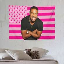 1PC Actor Michael B Jordans Printed American Flag Decorative Tapestry, Patriotic Star Spangled Banner Design, Album Tapestry, Suitable For Horizontal Wall Hanging In Bedroom, Dormitory, And Living Room, Easy To Hang, Ideal Holiday Gift For Teenagers, Dormitory Room Accessories - 1PC - 查看 6