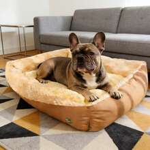 Cama de lujo para mascotas - Esterilla ovalada extra grande con base antideslizante, apta para mascotas domésticas: sin necesidad de montaje. Diseñada para perros pequeños, medianos y grandes, también apta para gatos. Artículos para mascotas, suministros para gatos, suministros para perros, artículos para el hogar, accesorios, nido, cesta, casa, ropa de cama - Marrón - Ver 4