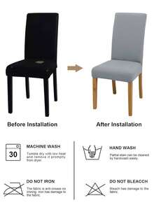 4pcs/6pcs/8pcs/10pcs Solid Color Chair Covers, Modern Removable Elastic Polyester Fiber Chair Slipcovers, Suitable For Living Room, Dining Room, Bedroom, Home Use, All Seasons - Ash - View 7