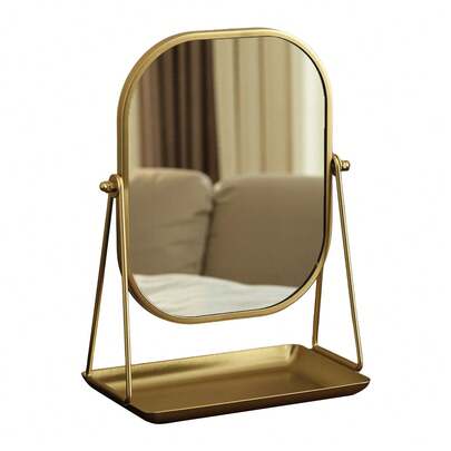 2-In-1 Desktop Makeup Mirror With Base | Mirror + Storage, 360-Degree Rotatable And Adjustable Mirror, Home/Desktop/Dormitory Style Metal Craft Mirror, With A Widened Base For Storage, Stable And Won't Damage Desktop, This Foldable Desktop Makeup Mirror Offers A High-Definition Dressing Mirror For A Quality Lifestyle. The High-Definition Mirror Illuminates Your Beauty.