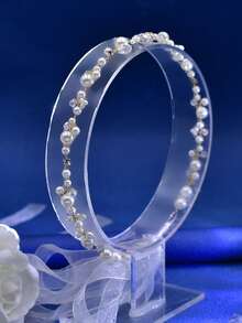 1pc Minimalist Pearl & Rhinestone Bridal Sash, Fashion Women's Waist Belt, Suitable For Evening Gown, Wedding Dress - Multicolor - View 5