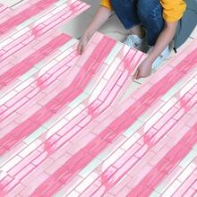 10PCS, 2D/Flat Pinkish Gradient Glass Long Brick Dreamy Style Pattern PVC Floor Stickers, Self-Adhesive Floor Art Stickers, 11.81x11.81 Inches (30*30cm), Suitable For Floor Decoration In Bedrooms, Living Rooms, Kitchens And Bathrooms At Home (PVC Flooring) - 11.81x11.81in(30x30cm) - View 1