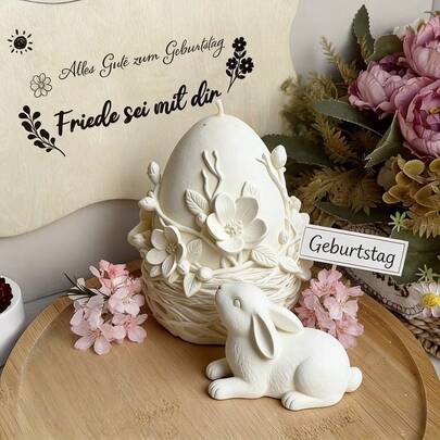 蛋巢花朵硅胶模具 - 3D花朵和鸟巢造型，适用于树脂艺术、环氧树脂、蜡烛制作 - 复活节和斋月装饰、春季手工套装、送给手工爱好者和初学者的独特礼物 - 1个