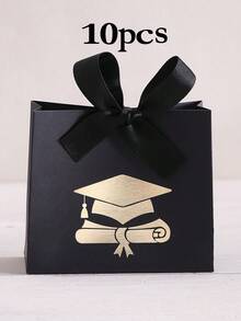 10pcs Mini Graduation Gift Boxes - Candy Boxes With Gold Foil Graduation Cap And Diploma Pattern, Satin Ribbon Bow - Suitable For Graduation Party, Ceremony Souvenirs, Small Candy Packaging For DIY - Multicolor - View 15