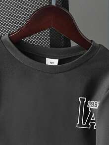 Tween Boys' Casual Letter Print Short Sleeve T-Shirt, Summer - Grey - View 4