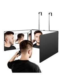 1pc 360° Tri-Fold Adjustable Mirror, Suitable For Haircutting And Styling, Professional Salon Quality Full-Length Mirror, 360 Degree View, Applicable For Self-Haircut, Makeup, Hairstyling, Unisex Gift, Black - Multicolor - View 11