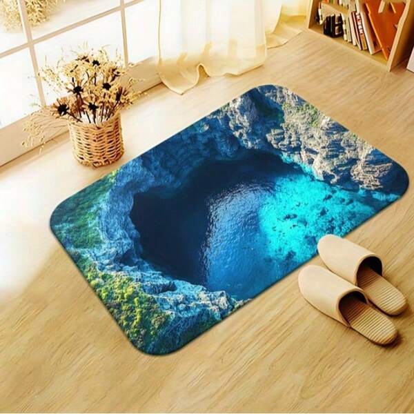 1 件防滑涤纶纤维门垫，适用于浴室、客厅等室内场所 - 也可用于门廊、游戏、节日装饰等室内场合，深渊主题装饰涤纶纤维门垫