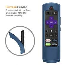 Case For Roku Voice Remote RCA1R RCAL7R Express HD 4K Ultra LT Enhanced Voice Express 3930 Premiere+ 3921 Streaming Stick+ Remote Anti Slip Shockproof Silicone Cover Cyan Blue - A - View 5