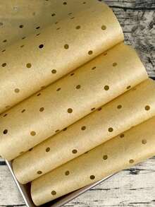 100pcs Rectangular Perforated Air Fryer Paper, Double-Sided Silicone Oil Paper, Food Grease-Proof Paper, Air Fryer Liner, Steamer Paper - Coffee Brown - View 6