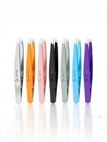 高精度超薄扁头黑头眉毛睫毛夹，不锈钢眉毛睫毛镊子，修眉美容工具 - 純色 - 查看 5