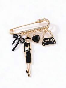 1件优雅女士金属心形、蝴蝶结、水滴形胸针，百搭包包/服装配饰 - 彩色 - 查看 8