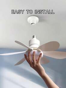 Large 20.4" Ceiling Fan Light With Remote, 40W Socket Light With Fan, E27 Base Small Screw In Ceiling Fan With 3 Speeds, 3000K-6500K Dimmable, Socket Extender For Bathroom, Kitchen And Small Room - one-size - View 5