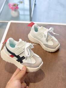 1 đôi giày thể thao trẻ em màu đen mới, giày casual thời trang cho bé trai có khóa dán, giày chạy bộ cho bé gái học sinh. - màu đen - Xem 2