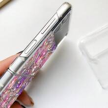 Flower Pink Purple Rose Floral Pattern Transparent Phone Case Compatible With Samsung Z /Flip6/Flip5/Flip4/Flip3 Featuring A Clear Cover - Multicolor - View 8