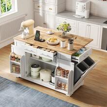 Mobile Storage Islands - White+Natural + MDF + European - View 2