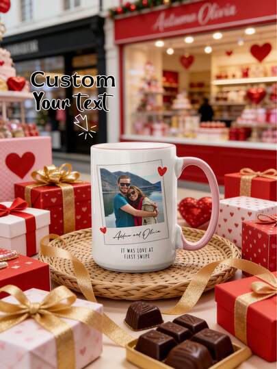 1Pc Personalized Photo & Name Mug – Custom Couple Picture Coffee Cup, Romantic Memory Keepsake, Perfect Anniversary & Valentine's Day Gift For Couples