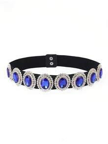 1 pezzo Cintura larga elastica da donna, vita stringente elastica con decorazione fibbia in metallo, adatta per abiti vintage a vita alta - cintura - Visualizzare 5