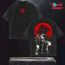 Shisui Uchiha X  Anime Oversized T-Shirt Unisex Vintage Manga Cotton Wash Tee, Streetwear Casual Graphic - màu đen - Xem 1