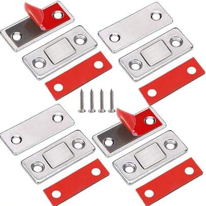 8 Pack Ultra Thin Cabinet Door Catch Stainless Steel Cabinet Door Catch Cabinet Adhesive Drawer Latch Cabinet Catch For Kitchen Closet Door Stick On Cupboard Wardrobe