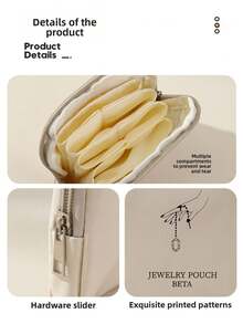 1pc Jewelry Storage Bag PU Portable Multi Layer Necklace Ring Bag Compact Large Capacity Multi Functional Jewelry Lipstick Sorting Bag - Multicolor - View 12