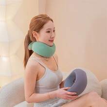 1PC Travel Pillow, Memory Foam Neck Pillow, 360° Head Support, Comfortable Travel Pillow With Storage Bag, Lightweight Travel Pillow, Suitable For Sleeping In Cars, Trains, Buses And Planes, BlueBeige Neck Protection For More Professionalism . Breathable Silk Smooth Yoga Elastic Pillow Cover . Portable Storage And Carrying - Olive Green - View 9
