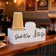 3-Tier Wooden Coffee Cup Holder Rack, Home/Office/Cafe Disposable Cup & Lid Storage Organizer - Multicolor - View 4