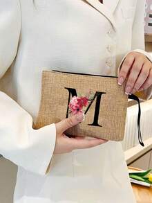 1/2 chiếc túi tote vải lanh in hoa và chữ cái A-Z, túi xách in họa tiết thời trang, túi tote và túi đựng mỹ phẩm sành điệu dành cho nữ, túi đeo vai có khóa kéo dung tích lớn, túi xách đa năng có khóa cài, túi mua sắm in họa tiết có khóa bấm, thích hợp cho đám cưới, sinh nhật, du lịch biển, kỳ nghỉ và các dịp khác. Món quà hoàn hảo cho phụ nữ, mẹ, giáo viên, bạn bè, phù dâu, sinh viên và mùa tựu trường. - Nhiều màu - Xem 4