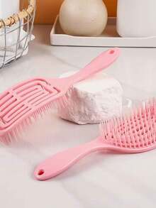 1 Set Of 2 Pieces (Two Styles) Dry And Wet Dual-Use Hollowed-Out Spiral Comb, Household Scalp Massage Mosquito Coil Comb, Arc Maze Hair Smoothing Comb - Multicolor - View 3