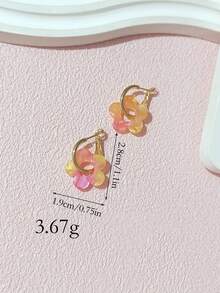 LADYCOCO 一对时尚亚克力五瓣吊坠耳环，适合女性佩戴，非常适合约会、派对、送礼，四叶草元素 - 多色D - 查看 3