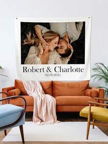 Customized Couple Gift, Personalized Photo Tapestry, Wedding Party Backdrop, Birthday Decor, Anniversary Photo Banner Gift, Gift For Her - Multicolor 10 - View 4