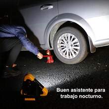 Triángulo de emergencia automotriz, recargable solar/USB, multifunción con linterna y capacidad de cargar móvil, ideal para campamentos y reparaciones nocturnas - A - Ver 4