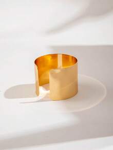 1件装时尚简约金属合金光滑开口手镯，珠宝礼品，适合青少年和成人 - 27805-G-EP - 查看 4