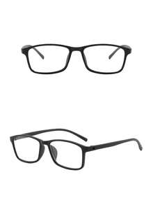 1 Par de Óculos Retangulares Pretos Transparentes, Óculos de Moda Casual Feminina, Adequado para Uso Diário - Preto - Visão 6