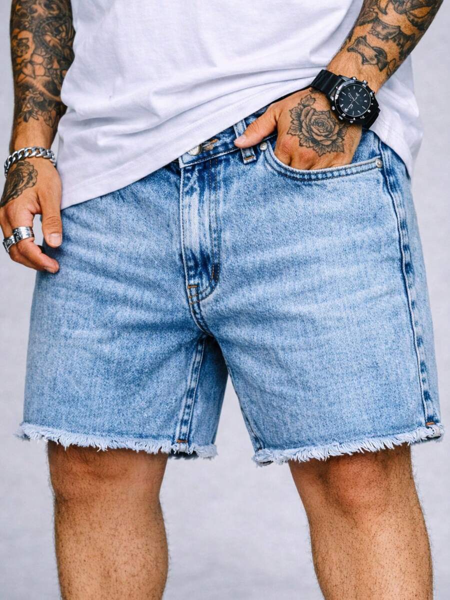 CVHM Jeans Men's Bermuda Short Jeans 100% Cotton SkyBasic Slim Fit Original Blue - Màu xanh lam - Xem 1