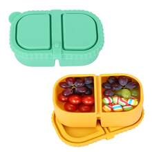 2pcs 2-Compartment Reusable Snack Containers With Lids, Leak-Proof Silicone Food Storage Boxes, Portable Containers For Sauce Condiments Salad And Daily Food Use - Multicolor - View 8