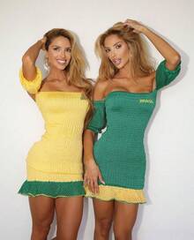 Brazil Dress,  Style, Lightweight Stretch Knit, High Quality, Perfect For The 2026 World Cup In Brazil. - màu vàng và màu xanh lá cây - Xem 2